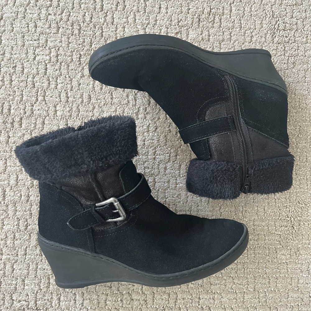 Baretraps Witchy Ophira Black Leather Faux Fur Lined Whimsigoth Ankle Boots 7.5